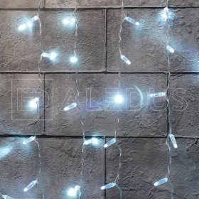 ALEDUS Занавес ALEDUS 2x1 м, прозрачный провод, ПВХ, белый, с мерцанием