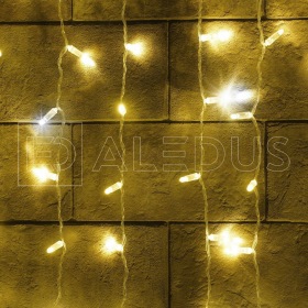 ALEDUS Занавес ALEDUS 2x1 м, прозрачный провод, ПВХ, теплый белый, с мерцанием