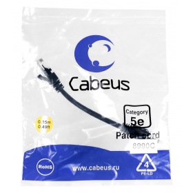 Cabeus PC-UTP-RJ45-Cat.5e-0.15m-BK