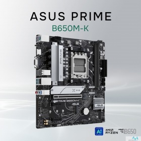 ASUS ASUS PRIME B650M-K (Socket AM5, mATX, 2xDDR5(96GB), VGA/HDMI 2.1, 1xPCIe 4.0x16/2xPCIe 4.0, 1xLAN (2.5GbE), 4xSATA 6Gb/s, 2xM.2, 4xUSB 3.2, 4xUSB 2.0, 1xPS/2)