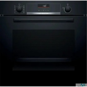 BOSCH Serie 6, духовой шкаф, черный, класс энергоэффективности А, 7 режимов, 2-х слойное остекление, LCD-дисплей, утапливаемые переключатели, галогенное освещение, 10 автопрограмм, самоочистка EcoClean (зад
