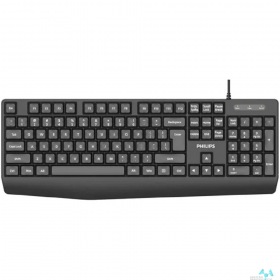 PHILIPS Philips Проводная Клавиатура SPK6237, USB 2.0 104 клав,  высокие кн., русская заводская раскладка, чёрный