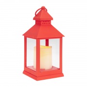 Декоративный фонарь со свечкой, красный корпус, размер 10,5х10,5х24см, цвет ТЕПЛЫЙ БЕЛЫЙ | Фото 2