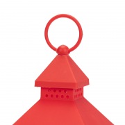 Декоративный фонарь со свечкой, красный корпус, размер 10,5х10,5х24см, цвет ТЕПЛЫЙ БЕЛЫЙ | Фото 3