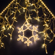 Гирлянда Айсикл (бахрома) светодиодный, 4,8 х 0,6 м, прозрачный провод, 230 В, цвет: Золото,  176 LED | Фото 1