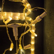Гирлянда Айсикл (бахрома) светодиодный, 4,8 х 0,6 м, прозрачный провод, 230 В, цвет: Золото,  176 LED | Фото 2