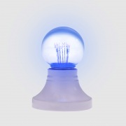 Лампа шар e27 6 LED  Ø45мм - синяя, прозрачная колба, эффект лампы накаливания | Фото 2