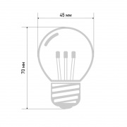 Лампа шар e27 6 LED  Ø45мм - ТЕПЛЫЙ БЕЛЫЙ, прозрачная колба, эффект лампы накаливания | Фото 3