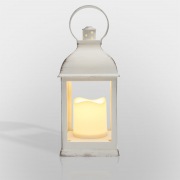 Декоративный фонарь со свечкой, белый корпус, размер 10.5х10.5х22,35 см, цвет ТЕПЛЫЙ БЕЛЫЙ | Фото 4