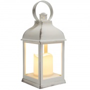 Декоративный фонарь со свечкой, белый корпус, размер 10.5х10.5х22,35 см, цвет ТЕПЛЫЙ БЕЛЫЙ | Фото 5