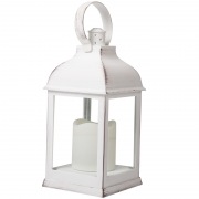 Декоративный фонарь со свечкой, белый корпус, размер 10.5х10.5х22,35 см, цвет ТЕПЛЫЙ БЕЛЫЙ | Фото 7