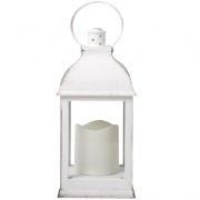 Декоративный фонарь со свечкой, белый корпус, размер 10.5х10.5х22,35 см, цвет ТЕПЛЫЙ БЕЛЫЙ | Фото 8