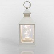 Декоративный фонарь со свечкой, белый корпус, размер 10.5х10.5х24 см, цвет ТЕПЛЫЙ БЕЛЫЙ | Фото 4