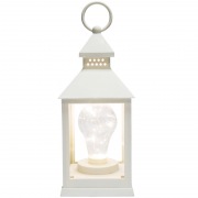 Декоративный фонарь со свечкой, белый корпус, размер 10.5х10.5х24 см, цвет ТЕПЛЫЙ БЕЛЫЙ | Фото 6