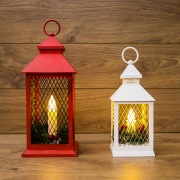 Декоративный фонарь со свечкой, красный корпус, размер 13.5х13.5х30,5 см, цвет ТЕПЛЫЙ БЕЛЫЙ | Фото 16