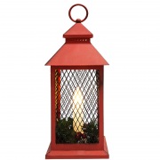 Декоративный фонарь со свечкой, красный корпус, размер 13.5х13.5х30,5 см, цвет ТЕПЛЫЙ БЕЛЫЙ | Фото 6