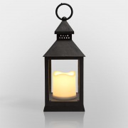 Декоративный фонарь со свечкой, черный корпус, размер 10.5х10.5х24 см, цвет ТЕПЛЫЙ БЕЛЫЙ | Фото 4