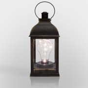 Декоративный фонарь с лампочкой, бронзовый корпус, размер 10.5х10.5х22,5 см, цвет ТЕПЛЫЙ БЕЛЫЙ | Фото 3