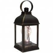 Декоративный фонарь с лампочкой, бронзовый корпус, размер 10.5х10.5х22,5 см, цвет ТЕПЛЫЙ БЕЛЫЙ | Фото 5