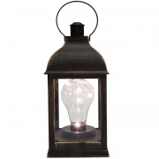 Декоративный фонарь с лампочкой, бронзовый корпус, размер 10.5х10.5х22,5 см, цвет ТЕПЛЫЙ БЕЛЫЙ | Фото 6