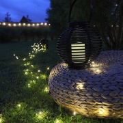 Декоративный фонарь на солнечной батарее 20х20х22 см, черный плетеный корпус, теплый белый цвет свечения NEON-NIGHT | Фото 1