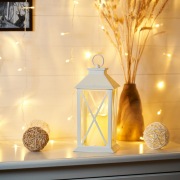 Декоративный фонарь со свечой 14x14x29 см, белый корпус, теплый белый цвет свечения NEON-NIGHT | Фото 1