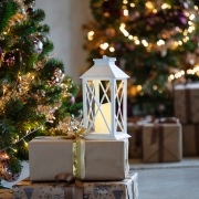 Декоративный фонарь со свечой 14x14x29 см, белый корпус, теплый белый цвет свечения NEON-NIGHT | Фото 2