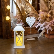 Декоративный фонарь со свечой 14x14x29 см, белый корпус, теплый белый цвет свечения NEON-NIGHT | Фото 9