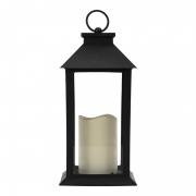 Декоративный фонарь со свечой 14x14x29 см, черный корпус, теплый белый цвет свечения NEON-NIGHT | Фото 1