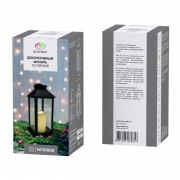 Декоративный фонарь со свечой 14x14x29 см, черный корпус, теплый белый цвет свечения NEON-NIGHT | Фото 2