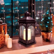 Декоративный фонарь со свечой 18x16.5x31 см, черный корпус, теплый белый цвет свечения NEON-NIGHT | Фото 8