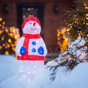 Акриловая светодиодная фигура «Снеговик в синих варежках» 31х25х59 см, IP65, понижающий трансформатор в комплекте NEON-NIGHT | Фото 1