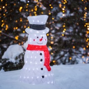 Акриловая светодиодная фигура «Снеговик в шляпе» 38х38х72 см, IP65, понижающий трансформатор в комплекте NEON-NIGHT | Фото 1