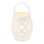 Декоративный фонарь со свечкой, плетеный корпус, белый, размер 14х14х16,5 см, цвет теплый белый | Фото 3
