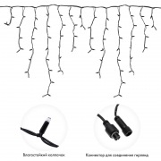 Гирлянда «Айсикл» («Бахрома») светодиодная 3,2х0,9 м, с эффектом мерцания, 120 LED, черный провод каучук, теплое белое свечение NEON-NIGHT | Фото 1