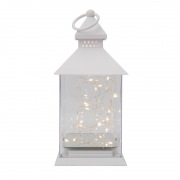 Декоративный фонарь с росой, белый корпус, размер 10,7х10,7х23,5 см, цвет теплый белый | Фото 3