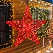 Светодиодная фигура Звезда 80 см, 160 светодиодов, с трубой и подвесом, цвет свечения красный NEON-NIGHT | Фото 1