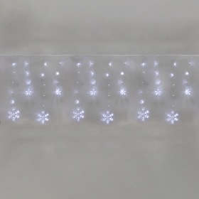 NEON-NIGHT Гирлянда Бахрома со снежинками 2,4х0,9м, 150LED, белый, с контроллером 8 режимов, 230В NEON-NIGHT