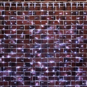 NEON-NIGHT Гирлянда Занавес 2х9м 1200 LED БЕЛЫЙ прозрачный ПВХ IP65 эффект мерцания 230В соединяется, нужен блок 303-500-1