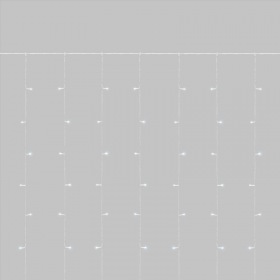 NEON-NIGHT Гирлянда светодиодная Занавес 3х2м 264 LED БЕЛЫЙ прозрачный ПВХ IP44 эффект мерцания 22 нити 12 LED/нить NEON-NIGHT