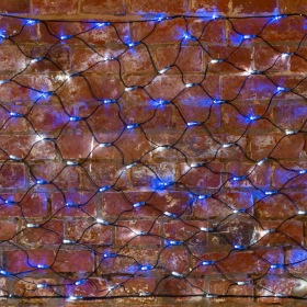 NEON-NIGHT Гирлянда "Сеть" 2х0,7м, черный ПВХ, 176 LED Белые/Синие