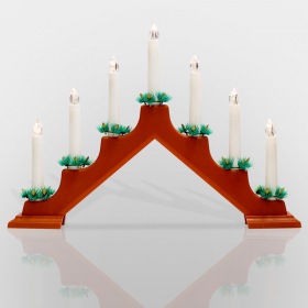 NEON-NIGHT Новогодняя горка 7 свечек, цвет корпуса: Красный, цвет свечения: ТЕПЛЫЙ БЕЛЫЙ