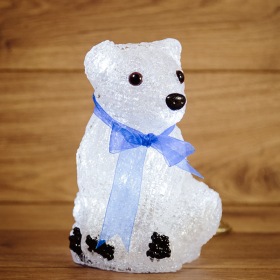 NEON-NIGHT Акриловая светодиодная фигура "Белый мишка" 20 см, 4,5 В, 3 батарейки AA (не входят в комплект), 20 светодиодов, NEON-NIGHT