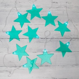 NEON-NIGHT Гирлянда светодиодная «Звездопад» бирюзовая 10 LED, 2,25 м, прозрачныйПВХ, белый цвет свечения, 2 х АА (батарейки не в комплекте) NEON-NIGHT