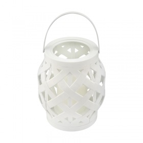 NEON-NIGHT Декоративный фонарь со свечкой, плетеный корпус, белый, размер 14х14х16,5 см, цвет теплый белый