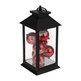 NEON-NIGHT Декоративный фонарь с шариками, черный корпус, размер 14х14х27 см, цвет теплый белый