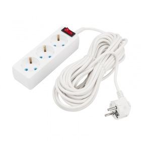 PROCONNECT Удлинитель PROconnect 3 гнезда, 10 м, 3х0.75 мм², с/з, с кнопкой, белый