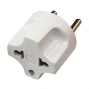 Адаптер сетевой (переходник) с Евро А/F на вилку С1 CEE 7/2 «Питер» 10А б/з белый REXANT | Фото 1