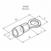 Наконечник кольцевой изолированный ø 4.3 мм 0.5-1.5 мм² (НКи 1.5-4/НКи 1,25-4) красный REXANT | Фото 1