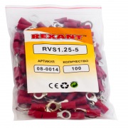 Наконечник кольцевой изолированный ø 5.3 мм 0.5-1.5 мм² (НКи 1.5-5/НКи 1,25-5) красный REXANT | Фото 2